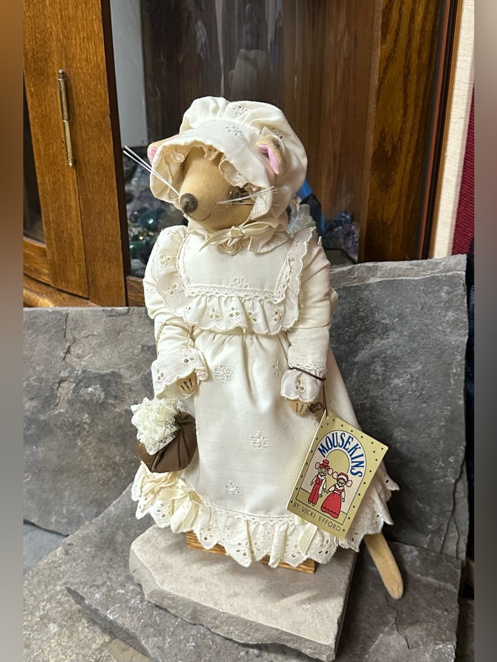 Mousekins Porcelain Mouse Figurine in Cream Dress